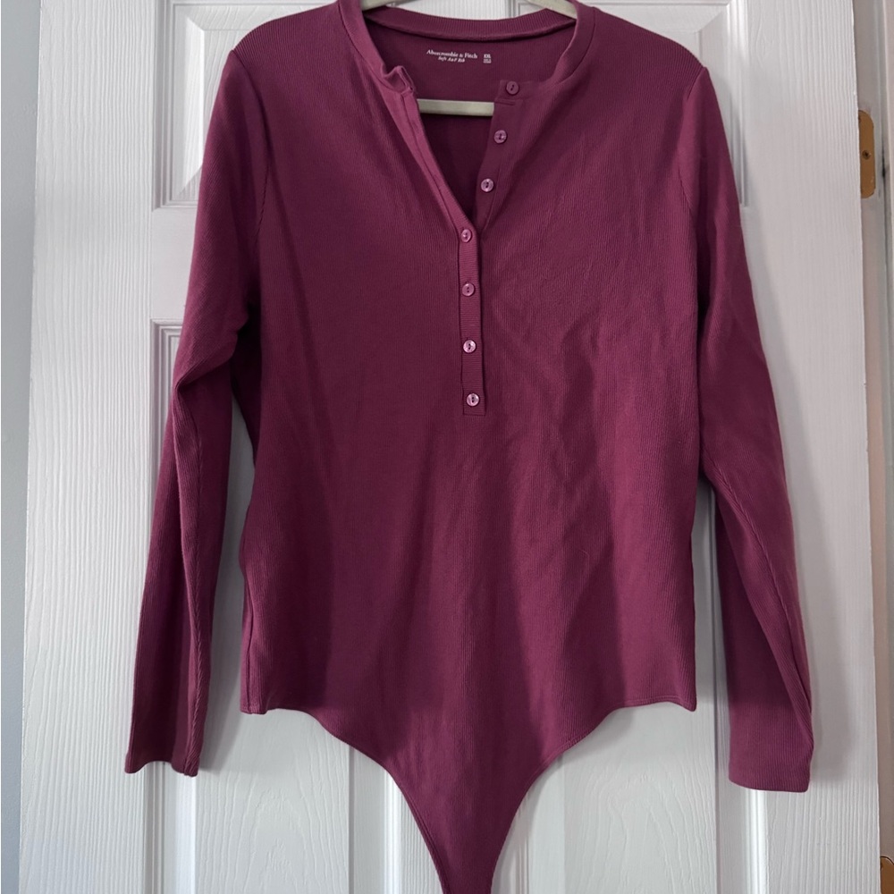 Abercrombie & Fitch Raspberry Harley Long Sleeve Bodysuit